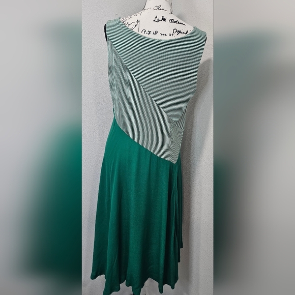 Anthropologie Maeve Cameron Striped Asymmetrical Green Striped Dress Large NEW - Picture 4 of 10